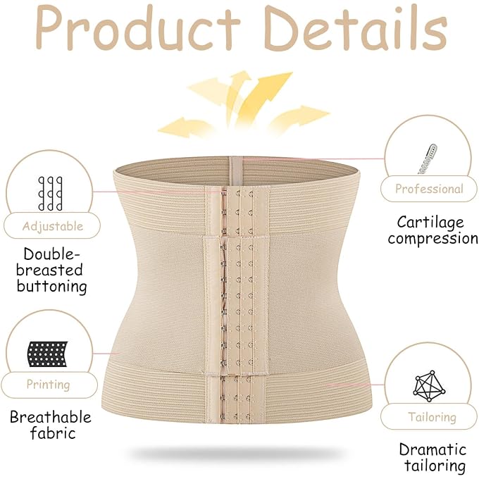 Slimming Belt, Corset Women'S Waist Trainer, Fitness Belt, Adjustable, Can Also Be Used As A Slimming Belt And Waist Trainer, Beige, 3Xl (77.5-85Kg - Image 3