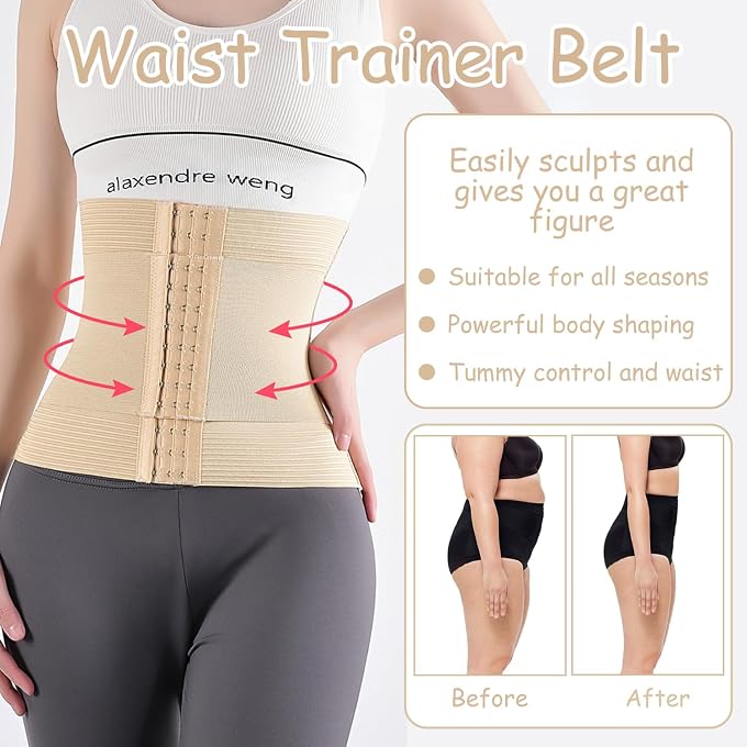 Slimming Belt, Corset Women'S Waist Trainer, Fitness Belt, Adjustable, Can Also Be Used As A Slimming Belt And Waist Trainer, Beige, 3Xl (77.5-85Kg - Image 5
