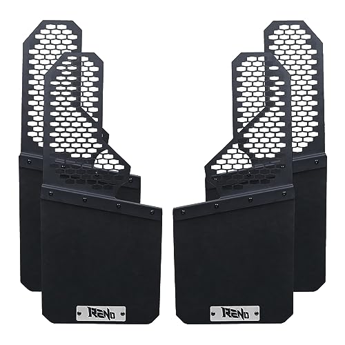 RENO Mud Flaps, Driver + Passenger Sides Splash Guards Heavy Duty Vehicle Sediment Protection Compatible with Universal Off-Road Vehicle RV Vans Truck Mud Flap (Front + Rear, 4PCS) - Image 1