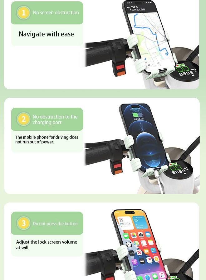 Universal Bike Phone Holder, 360° Rotatable Motorcycle Phone Mount with Anti-Shock Silicone, Compatible with 4.7-7.2 Inch Smartphones, Hands-Free Navigation Stand for Electric Scooter Bicycle Handlebar - Image 5