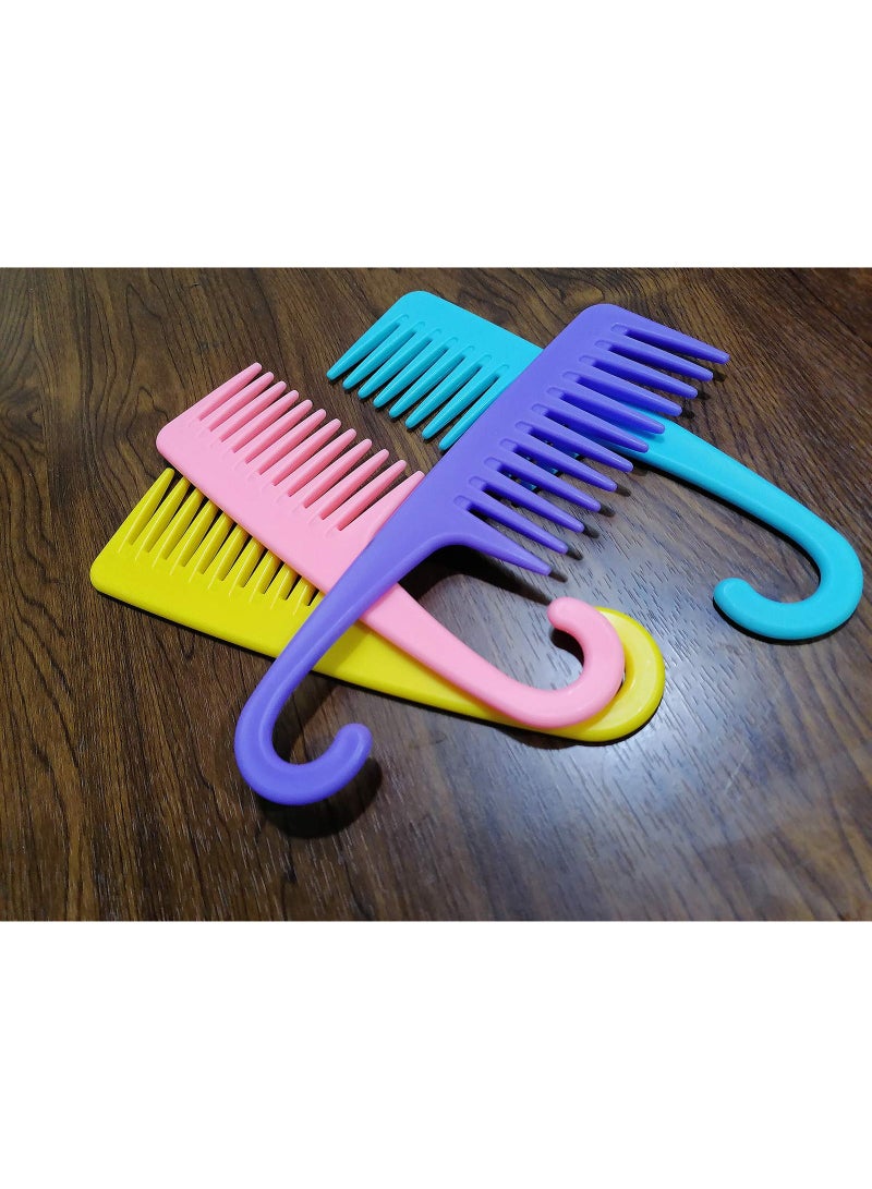 4 Pcs Wide Teeth Combs Shower, Detangler Comb with Hook, Hair Wide-Tooth Wet and Dry Comb for Women Everyday Use and Beauty Salon - Image 3