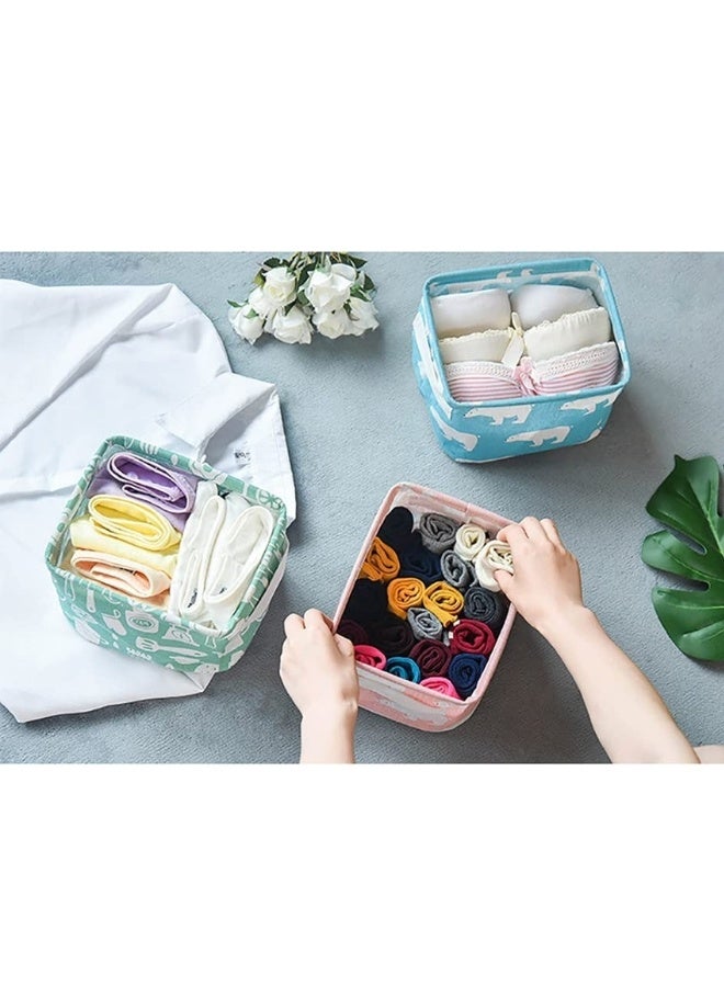 Pack of 4 Foldable Fabric Storage Bins Organizer with Handles, Small Rectangular Cube Storage Box, Multipurpose Collapsible Storage Bin, Cosmetic Storage, Toiletry Storage, Office Supplies Organization, Small Kids Toys, Socks or Accessories in Drawers (Multicolor) - Image 2