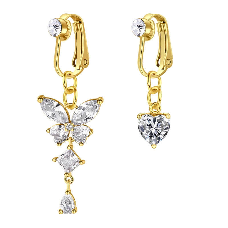 QWALIT Clip On Belly Button Rings - Fake Belly Piercing & Ring, Gold - Image 1