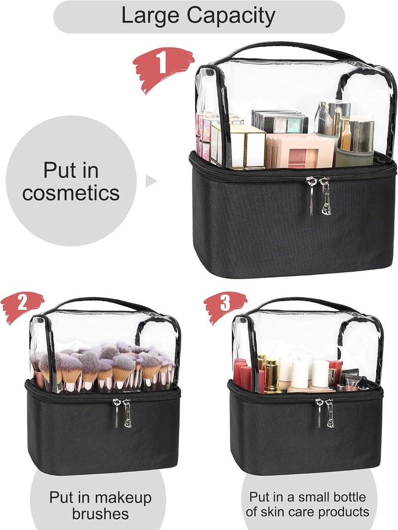 TANTO Makeup Brush Case Stand-up Makeup Cup Makeup Brush Holder Travel Professional Cosmetic Bag Artist Storage Bag with Shoulder Strap and Adjustable Divider (large black) - Image 3