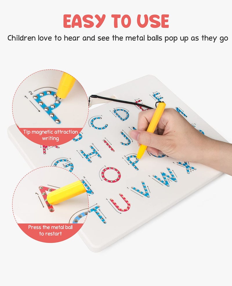 GAMENOTE Double Sided Magnetic Letter Board - 2 in 1 Alphabet Magnets Tracing Board for Toddlers ABC Letters Uppercase & Lowercase Practicing Learning Education Toys - Image 4