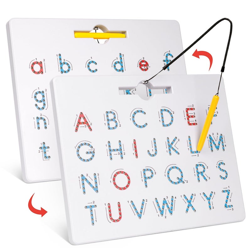 GAMENOTE Double Sided Magnetic Letter Board - 2 in 1 Alphabet Magnets Tracing Board for Toddlers ABC Letters Uppercase & Lowercase Practicing Learning Education Toys - Image 1