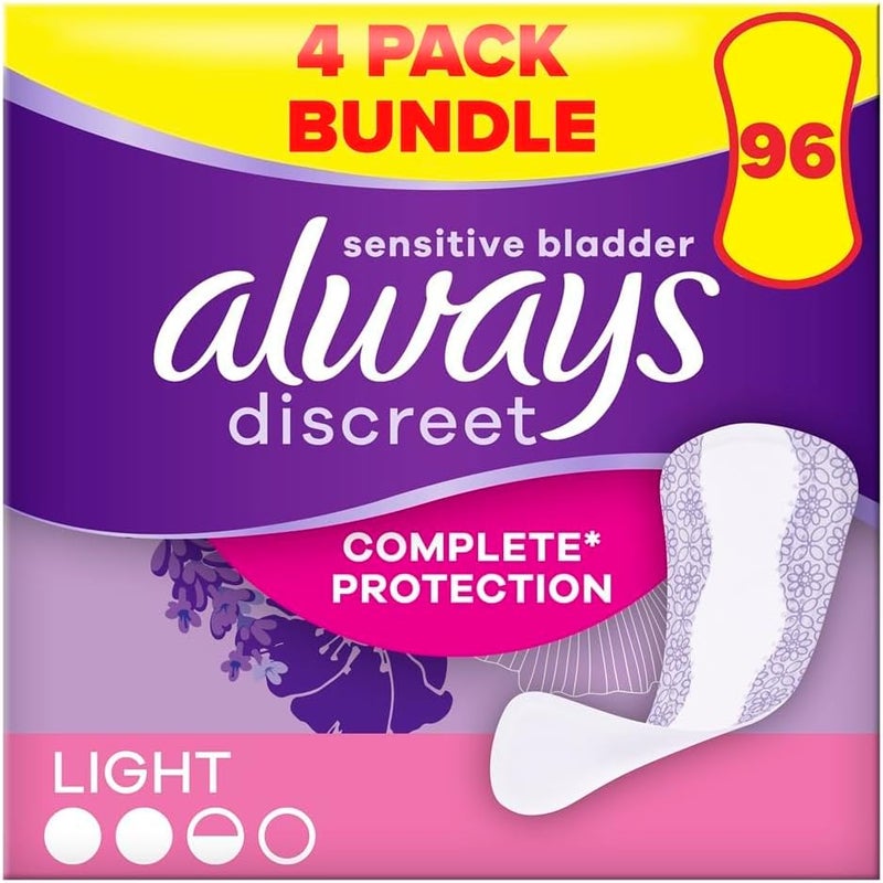 Always Discreet Incontinence Panty Liners For Women Normal 96 Liners 24 x 4 Packs SAVING PACK Complete Protection for Bladder Leak Thin And Discreet Odour Neutraliser - Image 1
