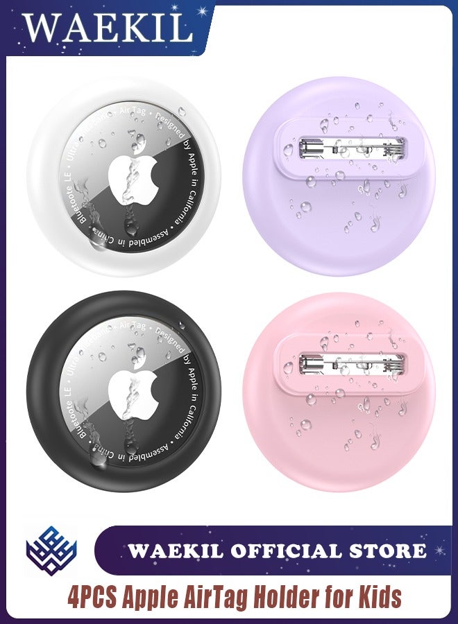 WAEKIL 4PC Anti-Lost AirTag Holder for Kids – Compatible with Apple AirTag Tracker, Hidden Design with Invisible Pin and Waterproof Cover, Ideal for Children, Elderly, Clothing, Luggage, Shoes, and Backpacks - Image 1