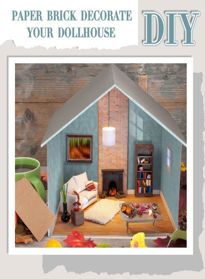 Flutesan 12 Pcs Miniature Dollhouse Wallpaper and Flooring Peel and Stick Mini DIY Self Adhesive Dollhouse Accessories 8.27 x 11.69 Inch (Vintage Blue) - Image 3