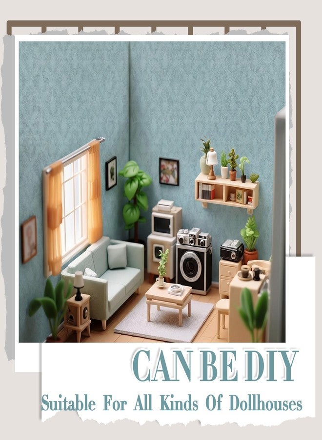 Flutesan 12 Pcs Miniature Dollhouse Wallpaper and Flooring Peel and Stick Mini DIY Self Adhesive Dollhouse Accessories 8.27 x 11.69 Inch (Vintage Blue) - Image 4