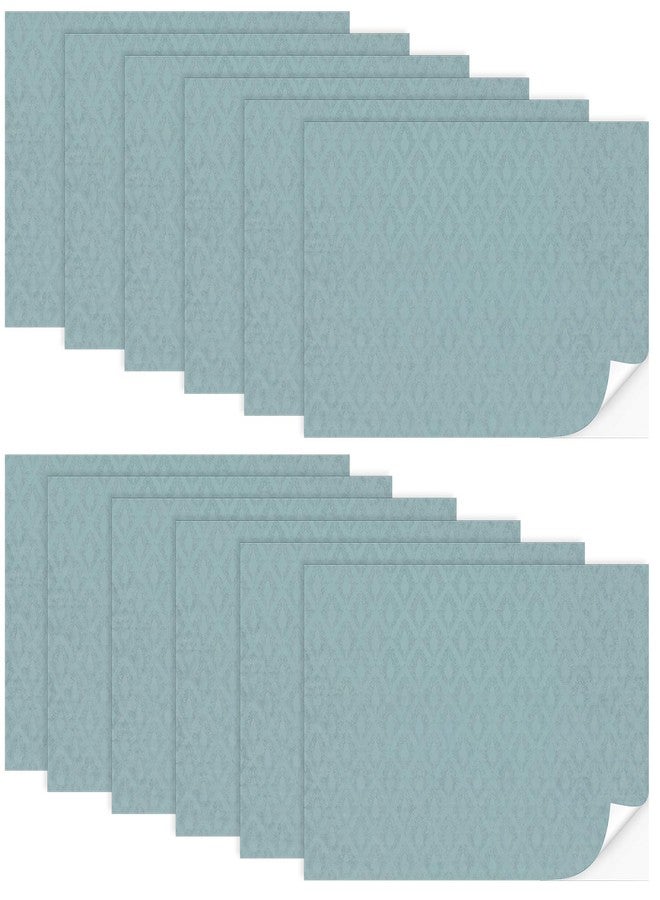 Flutesan 12 Pcs Miniature Dollhouse Wallpaper and Flooring Peel and Stick Mini DIY Self Adhesive Dollhouse Accessories 8.27 x 11.69 Inch (Vintage Blue) - Image 1