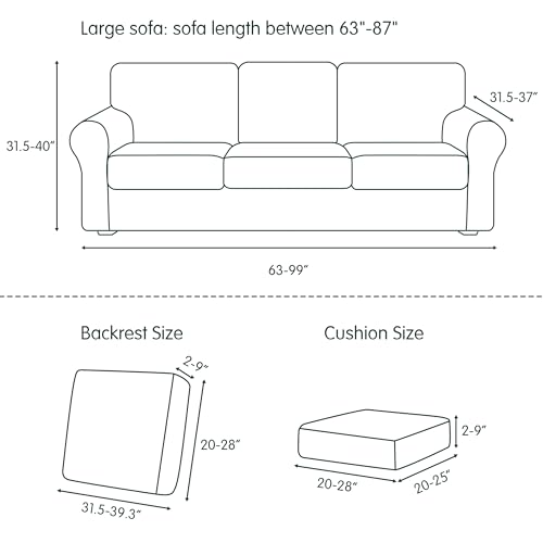 CHUN YI 7 Piece Couch Covers Sofa Covers Washable, Stretch Sofa Slipcovers for 3 Cushion Couch with Seperate Backrest and Cushion Covers, Anti Slip Furniture Protector for Dogs Pets (Large, Cream) - Image 5