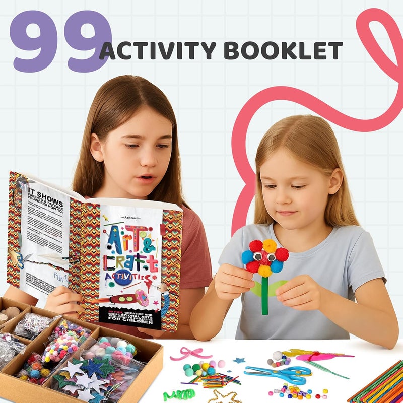 ARCO A&R CO. 3000+ Pcs Arts and Crafts Supplies & Materials for Kids - Ultimate Bulk Craft Kit for Boys & Girls with 99 Activities Book for Ages 3-5, 4-6, 6-8, 8-12 - Image 4