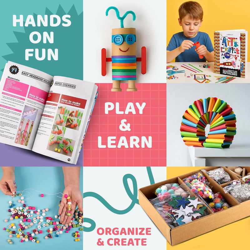 ARCO A&R CO. 3000+ Pcs Arts and Crafts Supplies & Materials for Kids - Ultimate Bulk Craft Kit for Boys & Girls with 99 Activities Book for Ages 3-5, 4-6, 6-8, 8-12 - Image 2