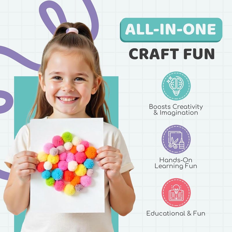 ARCO A&R CO. 3000+ Pcs Arts and Crafts Supplies & Materials for Kids - Ultimate Bulk Craft Kit for Boys & Girls with 99 Activities Book for Ages 3-5, 4-6, 6-8, 8-12 - Image 5