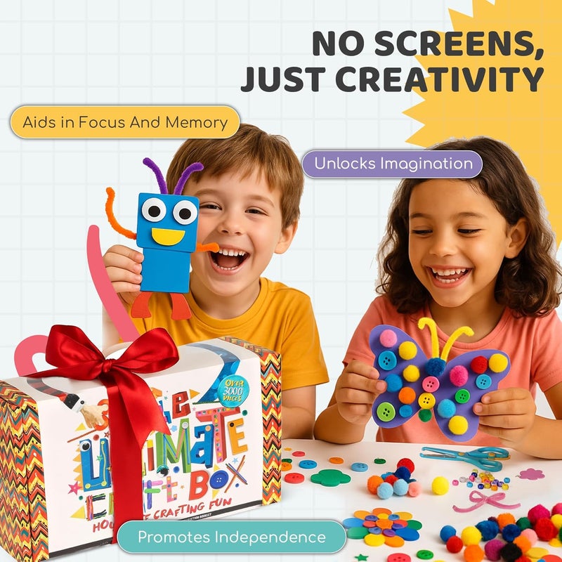 ARCO A&R CO. 3000+ Pcs Arts and Crafts Supplies & Materials for Kids - Ultimate Bulk Craft Kit for Boys & Girls with 99 Activities Book for Ages 3-5, 4-6, 6-8, 8-12 - Image 3