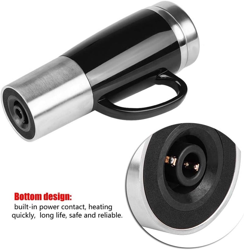 klarako Car Electric Cup, 450ml Stainless Steel Heating Cup Coffee Tea Drinking Cup, Self Heating Coffee Cup for Winter Travel(Black)(12V) - Image 2