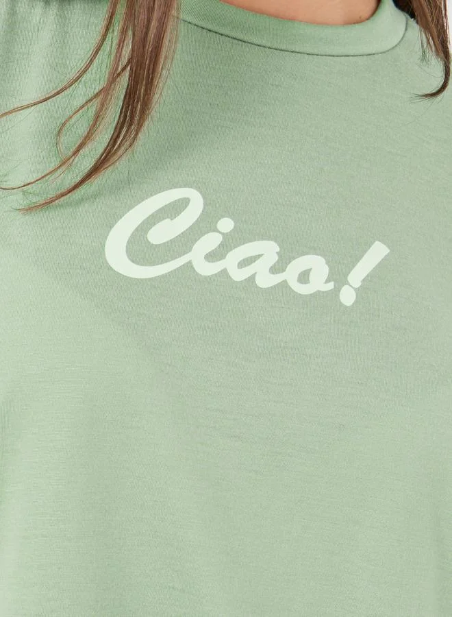 Styli Styli Slogan Print Short Sleeve T-Shirt