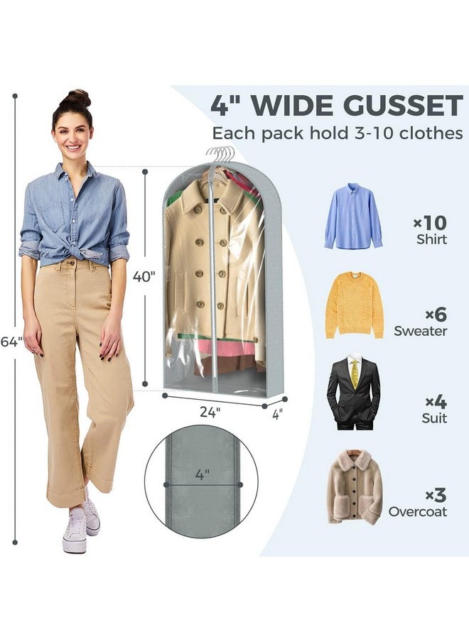 AURUZA 6 pcs 40" Garment Bags for Hanging Clothes, Clear Suit Bags for Closet Storage Clothing Storage, Garment Bags for Travel Covers with 4" Gussets for Coats, Jackets, Shirts and Sweater  - Image 3