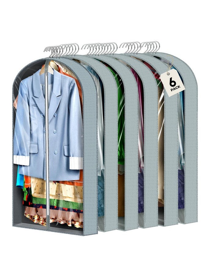 AURUZA 6 pcs 40" Garment Bags for Hanging Clothes, Clear Suit Bags for Closet Storage Clothing Storage, Garment Bags for Travel Covers with 4" Gussets for Coats, Jackets, Shirts and Sweater  - Image 1