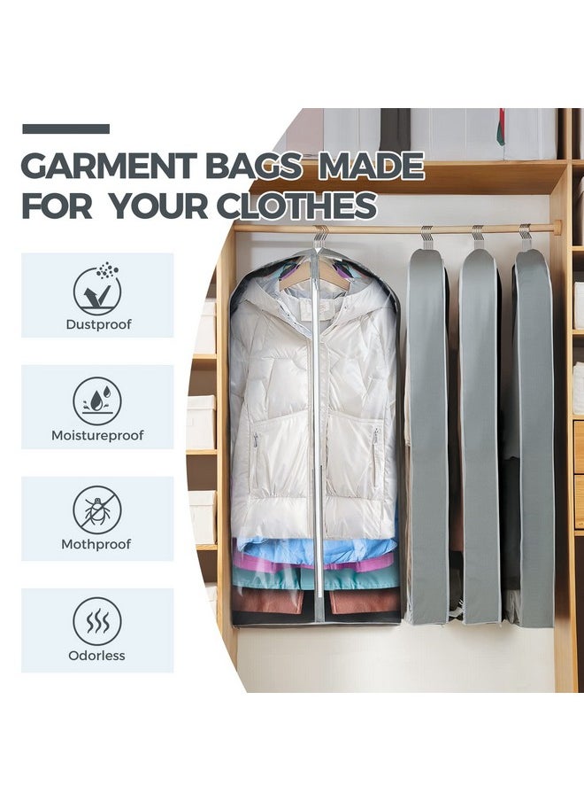 AURUZA 6 pcs 40" Garment Bags for Hanging Clothes, Clear Suit Bags for Closet Storage Clothing Storage, Garment Bags for Travel Covers with 4" Gussets for Coats, Jackets, Shirts and Sweater  - Image 2