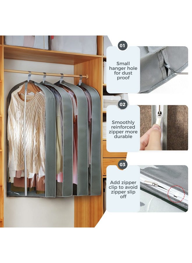 AURUZA 6 pcs 40" Garment Bags for Hanging Clothes, Clear Suit Bags for Closet Storage Clothing Storage, Garment Bags for Travel Covers with 4" Gussets for Coats, Jackets, Shirts and Sweater  - Image 4