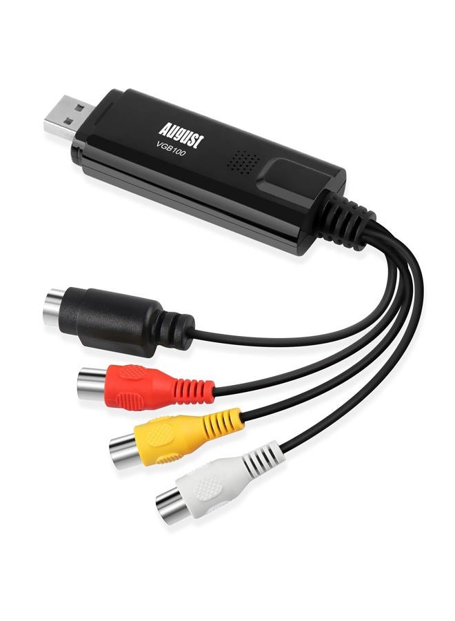 August VGB100 Video Capture Converter VHS to Digital - USB Video Grabber for PC, Transfer old Video Recorder, Camcorder to DVD Video Capture Device - Windows 11 10 8 7 Compatible - Image 1