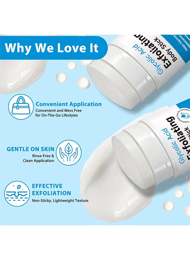 IKZEE Glycolic Acid Exfoliating Body Stick, For Smoother-Looking Skin on Elbows, Knees & Bikini Line, Gentle Daily Exfoliator for Rough Texture, Paraben-Free 75G - Image 2