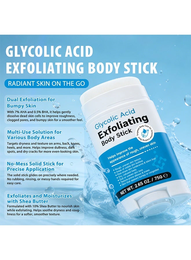IKZEE Glycolic Acid Exfoliating Body Stick, For Smoother-Looking Skin on Elbows, Knees & Bikini Line, Gentle Daily Exfoliator for Rough Texture, Paraben-Free 75G - Image 4