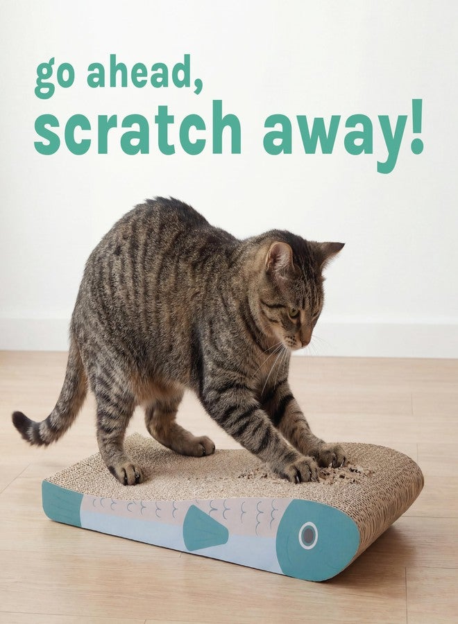 Kitty City 2‑Pack Fish Corrugate Cat Scratcher Pads - Horizontal Nail Filing Scratch Mat, Durable Couch Lounger Bed Alternative, Cat Scratch Toy, Kitty Enrichment & Play, 17” x 8” Each - Image 3