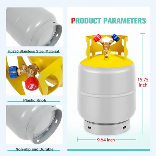 Dollate 30LB Refrigerant Recovery Tank for R12, R22, R134A, R410A, etc HVAC Cylinder Refrigerant Recovery Cylinder Tank 1/4 SAE Y-Valve Freon Recovery Tank - Image 2