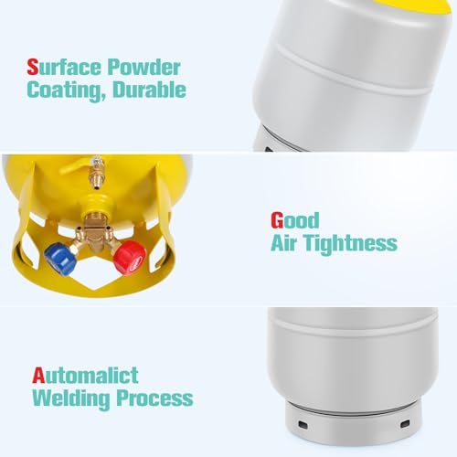 Dollate 30LB Refrigerant Recovery Tank for R12, R22, R134A, R410A, etc HVAC Cylinder Refrigerant Recovery Cylinder Tank 1/4 SAE Y-Valve Freon Recovery Tank - Image 5