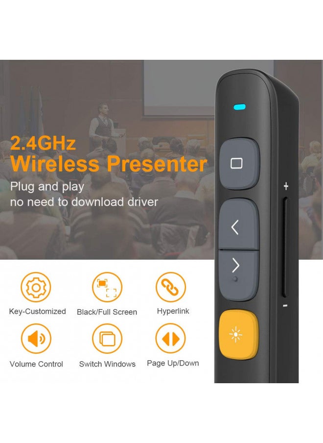 KNORVAY NORWII N29 Wireless Presenter Presentation Clicker, 330FT Long Contol Range Hyperlink Volume PowerPoint Clicker Presentation Remote Slide Advancer for Laptop Computer  - Image 1