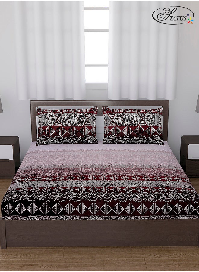 Status Contract Spring Summer Collection- Cotton Feel Double Bedsheet with 2 Pillow Covers for Bed Room, Home, Hotel-120 GSM, Pink Cream, 210 X 230 Cm  - Image 1