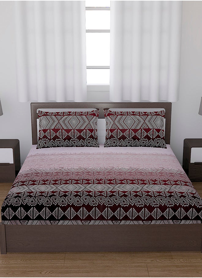 Status Contract Spring Summer Collection- Cotton Feel Double Bedsheet with 2 Pillow Covers for Bed Room, Home, Hotel-120 GSM, Pink Cream, 210 X 230 Cm  - Image 2