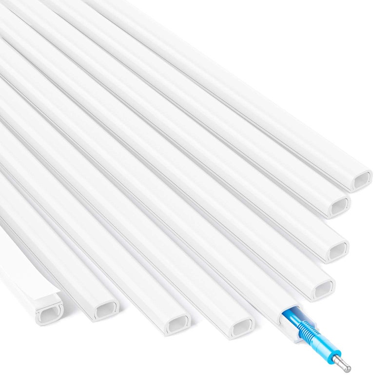 Yecaye 128in Wall Cord Hider for 1 Mini Cord - On-Wall Cord Cover Channel - Cable Concealer Cord Wires, Cable Cover Cord Management for Home Office - W0.5in H0.31in, White - Image 1