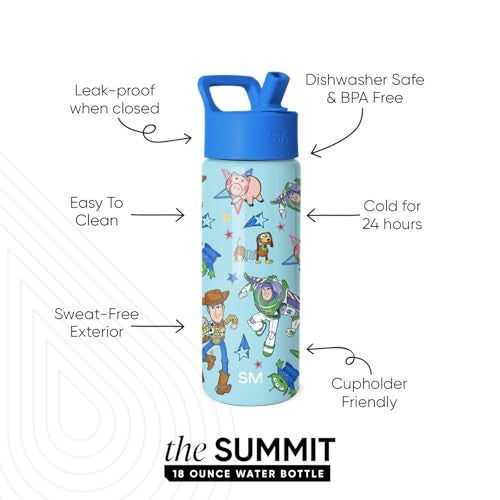 Simple Modern Disney Pixar Kids Water Bottle with Straw Lid 18oz Insulated Stainless Steel Kids Tumbler Spill Proof Toddler Cup for School Girls Boys Summit Buzz and Woody Adventures - Image 3
