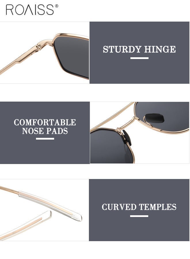 roaiss Men's Fashion Polarized Sunglasses, UV400 Protection with Metal Frame, Anti-Glare Sun Shades Suitable for Men Cycling, Driving, Fishing 55mm - Image 5