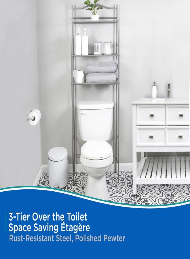 Kenney 3-Tier Bathroom Over Toilet Space Saver Etagere, Polished Pewter - Image 3