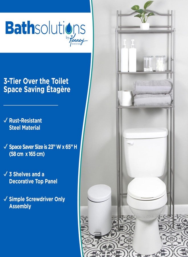 Kenney 3-Tier Bathroom Over Toilet Space Saver Etagere, Polished Pewter - Image 2