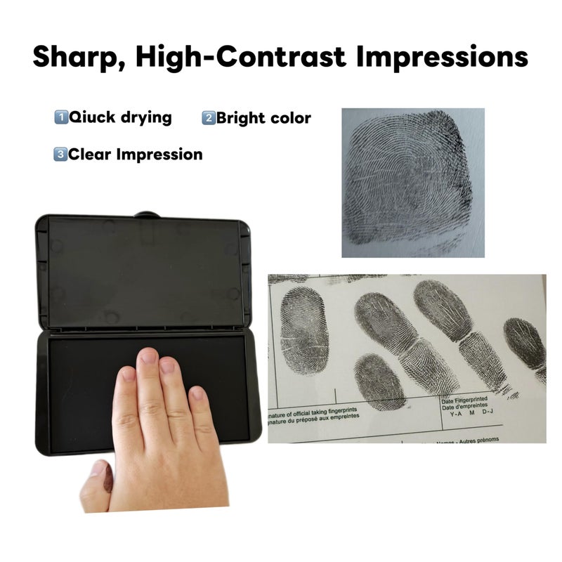 XROUVISAL Fingerprint Ink Pad â€“ Ultra-Black Quick-Dry Washable Ink, Flawless 10,000+ Fingerprints Crisp Impressions, Non-Toxic & Easy Cleanup â€“ Large 6.2" Pad for Banks, Schools, Legal & Law Enforcement Use - Image 3