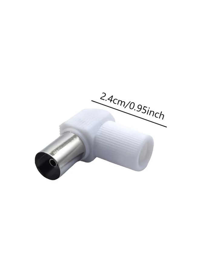 2pcs No Soldering 90 Degree Coaxial RF Adapters White Plastic Metallic Sleeves - Image 2