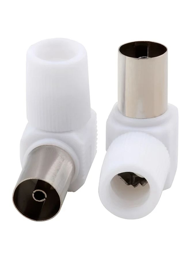 2pcs No Soldering 90 Degree Coaxial RF Adapters White Plastic Metallic Sleeves - Image 5
