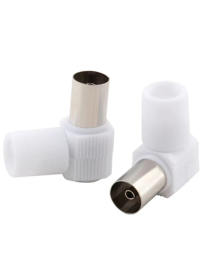 2pcs No Soldering 90 Degree Coaxial RF Adapters White Plastic Metallic Sleeves - Image 3
