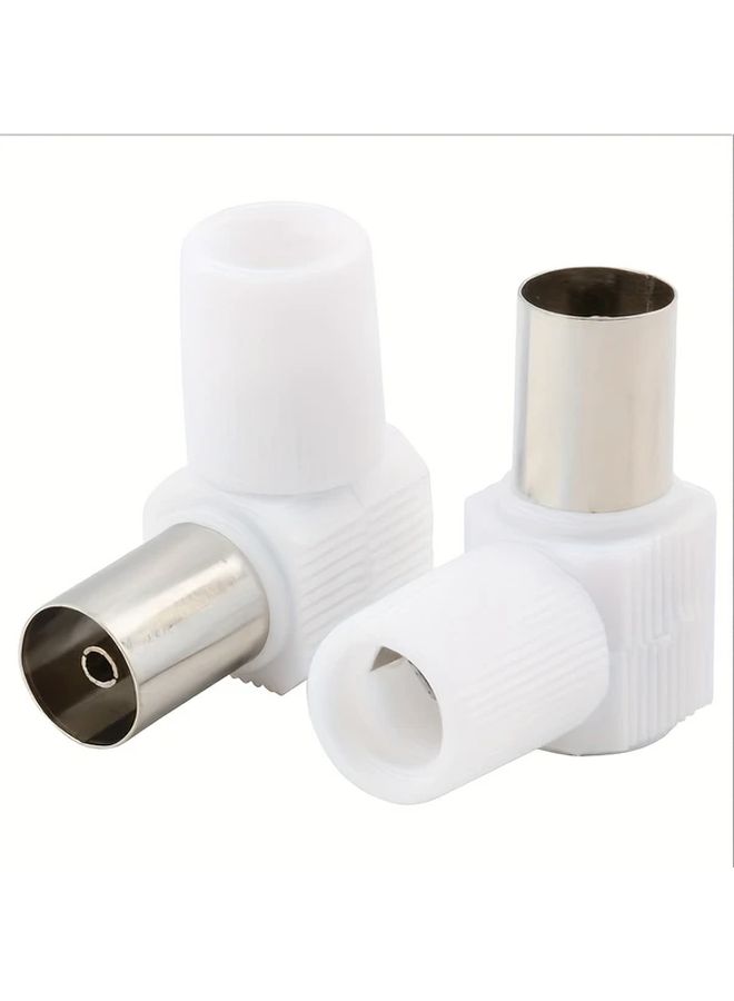2pcs No Soldering 90 Degree Coaxial RF Adapters White Plastic Metallic Sleeves - Image 4