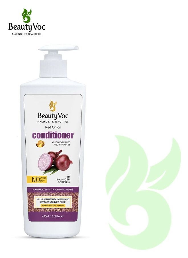 BEAUTY VOC 400ml Red Onion Conditioner Infused with Red Onion Extracts for Stronger, Smoother, Silky, Manageable Hair, Ultimate Solution for Breakage and Frizz  - Image 1