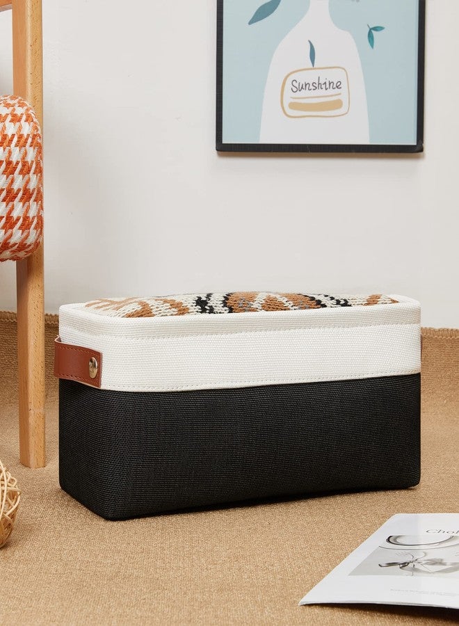 DULLEMELO Toilet Paper Storage Basket with Leather Handles, for Back of Toilet, Bathroom Storage for Towels & Paper (White & Black) - Image 5