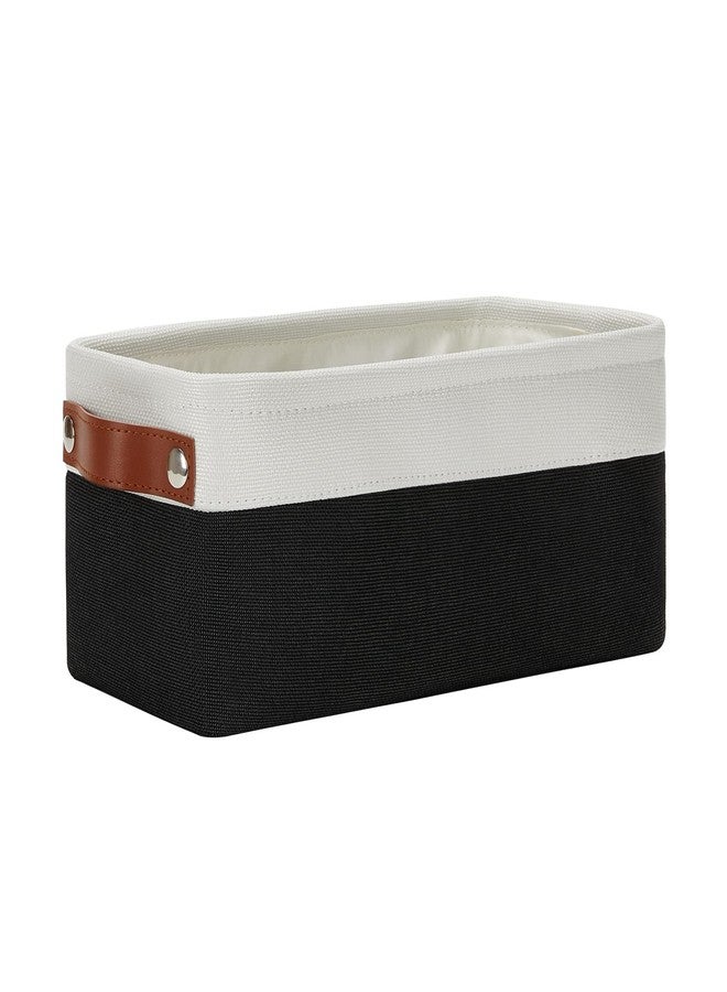 DULLEMELO Toilet Paper Storage Basket with Leather Handles, for Back of Toilet, Bathroom Storage for Towels & Paper (White & Black) - Image 1
