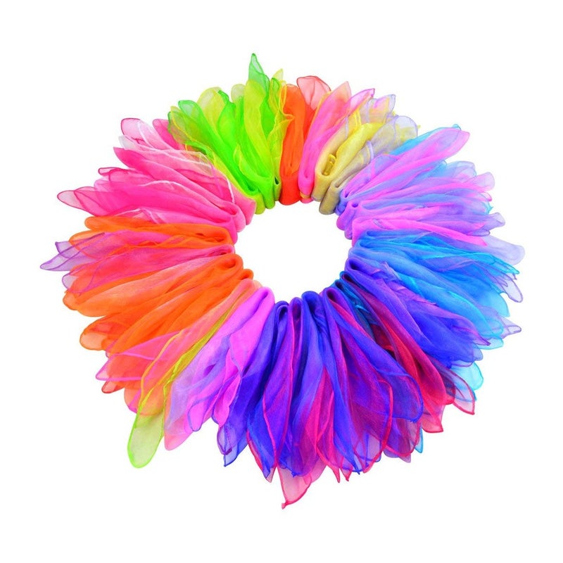 Wobe 30pcs Dance Scarves Square Juggling Scarf Magic Scarves Magic Tricks Performance Props Accessories Movement Rhythm Band Scarf 24 by 24 Inches Random Graduated Colors Handkerchief - Image 2