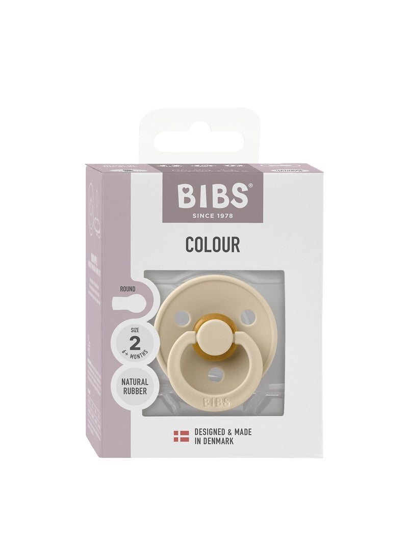 BIBS BIBS Pacifier Colour 1 PACK | Round Nipple Baby Pacifier | BPA Free Natural Rubber Latex Soother | Made in Denmark | Size 2 (+6 months) Vanilla  - Image 1